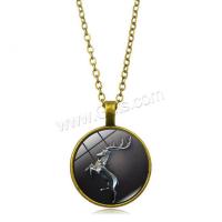 Zinc Alloy Necklace, with Glass Gemstone, with 5cm extender chain, plated, time gem jewelry & Unisex .7 Inch 