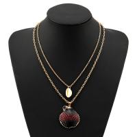 Shell Zinc Alloy Necklace, with Shell, plated, Double Layer & fashion jewelry & for woman 