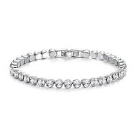 Cubic Zirconia Micro Pave Brass Bracelet, platinum plated, micro pave cubic zirconia & for woman, 4mm, 10mm Approx 7 Inch 