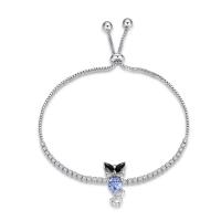 Cubic Zirconia Micro Pave Brass Bracelet, platinum plated, box chain & micro pave cubic zirconia & for woman, 10mm, 1.3mm, 2mm Approx 10.2 Inch 