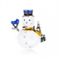 Zinc Alloy Brooch, with enamel, Snowman, plated, for woman 