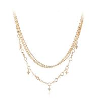 Rhinestone Zinc Alloy Necklace, gold color plated, fashion jewelry & for woman & with rhinestone, 340mm 