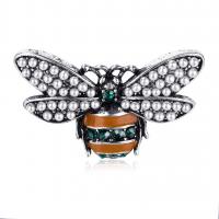 Zinc Alloy Brooch, with Rhinestone & Plastic Pearl, Bee, plated, fashion jewelry & for woman 