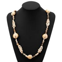 Shell Necklace, plated, fashion jewelry & woven pattern & for woman 