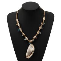 Shell Necklace, with Cotton Cord, plated, fashion jewelry & for woman 