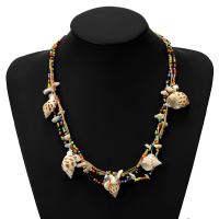 Shell Necklace, with Seedbead, plated, fashion jewelry & for woman 