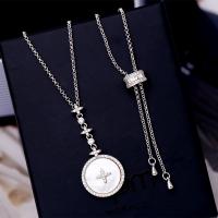 Латунь кубический цирконий ожерелье, с кубический цирконий, Другое покрытие, Женский, серебряный, 600mm, продается Strand