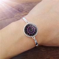 Zinc Alloy Bracelet, with Glass Gemstone, plated, time gem jewelry & for woman 