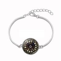 alliage de zinc bracelet, avec pierre gemme en verre, avec 5cm chaînes de rallonge, Placage, temps bijou bijoux & styles différents pour le choix & pour femme .6 pouce, Vendu par brin