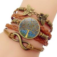 Zinc Alloy Bracelet, with Glass Gemstone, with 5cm extender chain, plated, multilayer & time gem jewelry & for woman .6 Inch 