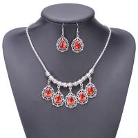 Fashion Zinc Alloy Jewelry Sets, earring & necklace, with Crystal, brass earring hook, plated, 2 pieces & for woman 