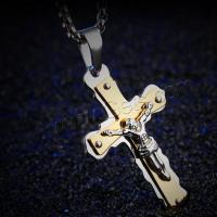 Titanium Steel Necklace, Crucifix Cross, stoving varnish, fashion jewelry & for man mm 
