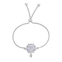 Cubic Zirconia Micro Pave Brass Bracelet, Flower, platinum plated, box chain & micro pave cubic zirconia & for woman, 25mm, 1.3mm Approx 10.4 Inch 
