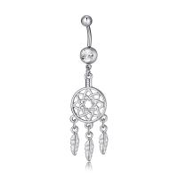 Brass Piercing Barbell, with 316L Stainless Steel, Dream Catcher, platinum plated, for woman & hollow 