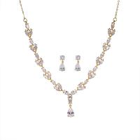 Rhinestone Zinc Alloy Jewelry Set, earring & necklace, plated, for woman & with rhinestone 20mm Approx 19.69 Inch 