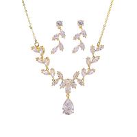 Cubic Zirconia Zinc Alloy Jewelry Sets, earring & necklace, plated, micro pave cubic zirconia & for woman 30mm Approx 19.69 Inch 