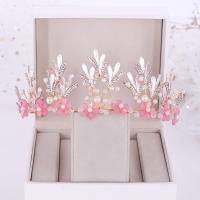 Zinc Alloy Tiaras, with ABS Plastic Pearl, gold color plated, for children & with rhinestone 