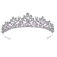 Bridal Tiaras, Zinc Alloy, silver color plated, for bridal & with rhinestone 