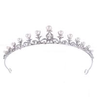 Bridal Tiaras, Zinc Alloy, with ABS Plastic Pearl, silver color plated, fashion jewelry & for woman & with rhinestone 