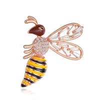 laiton broche, abeille, Placage de couleur d'or, pavé de micro zircon & pour femme & émail Vendu par PC