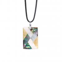 Shell Zinc Alloy Necklace, with leather cord & Abalone Shell, silver color plated, fashion jewelry & for woman 