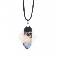 Shell Zinc Alloy Necklace, with leather cord & Abalone Shell, silver color plated, for woman 