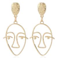 Zinc Alloy Drop Earring, Face, plated, fashion jewelry & for woman, golden 