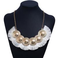 Zinc Alloy Fringe Necklace, with Cotton Thread, plated, fashion jewelry & for woman 