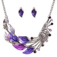 Rhinestone Zinc Alloy Jewelry Set, Stud Earring & necklace, plated, 2 pieces & for woman & enamel & with rhinestone 