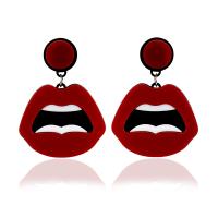 Acrylic Drop Earring, Lip, plated, fashion jewelry & for woman, red 