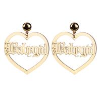 Zinc Alloy Drop Earring, with Acrylic, Heart, plated, fashion jewelry & for woman & hollow, golden 