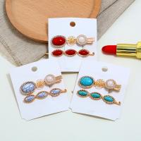 Hair Slide, Zinc Alloy, with Resin, plated, 2 pieces & for woman & with rhinestone 
