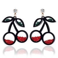 Acrylic Drop Earring, Cherry, plated, fashion jewelry & for woman & with rhinestone 