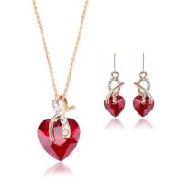 Rhinestone Zinc Alloy Jewelry Set, earring & necklace, with Austrian Crystal, plated, for woman & with rhinestone 