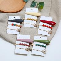 Hair Slide, Zinc Alloy, with Resin & Plastic Pearl, plated, three pieces & for woman 