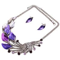 Rhinestone Zinc Alloy Jewelry Set, earring & necklace, with Rhinestone, plated, 2 pieces & for woman & enamel 