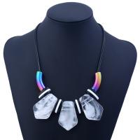 Resin Necklace, with leather cord, plated, fashion jewelry & for woman 