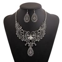 Fashion Zinc Alloy Jewelry Sets, earring & necklace, plated, 2 pieces & for woman 