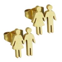 Edelstahl Stud Ohrring, Paar, goldfarben plattiert, für Frau, 8x9.5mm, 12PaarePärchen/Menge, verkauft von Menge