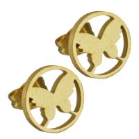 Stainless Steel Stud Earring, gold color plated, for woman 