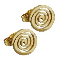 Edelstahl Stud Ohrring, goldfarben plattiert, für Frau, 10x9.5mm, 12PaarePärchen/Menge, verkauft von Menge