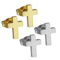 Stainless Steel Stud Earring, Cross, plated, for woman 