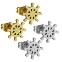 Stainless Steel Stud Earring, Ship Wheel, plated, for woman 