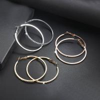 Zinc Alloy Rhinestone Hoop Earring, plated, fashion jewelry & for woman & with rhinestone 56mm 