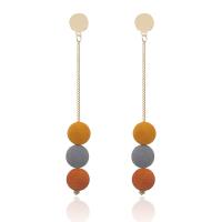 Zinc Alloy Drop Earring, with Wood, gold color plated, fashion jewelry & for woman 