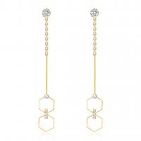 Plastic Pearl Zinc Alloy Earring, with Rhinestone & Plastic Pearl, gold color plated, for woman & hollow 