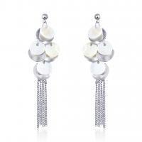 Zinc Alloy Drop Earring, with Shell, silver color plated, for woman 