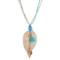 Shell Zinc Alloy Necklace, with Cotton Thread & Shell & Plastic Pearl, plated, for woman Approx 24 Inch 