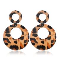 Acrylic Drop Earring, with Zinc Alloy, plated, fashion jewelry & for woman & leopard pattern, brown 