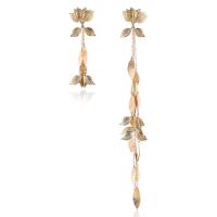 Zinc Alloy Asymmetric Earrings, plated, fashion jewelry & for woman, golden 